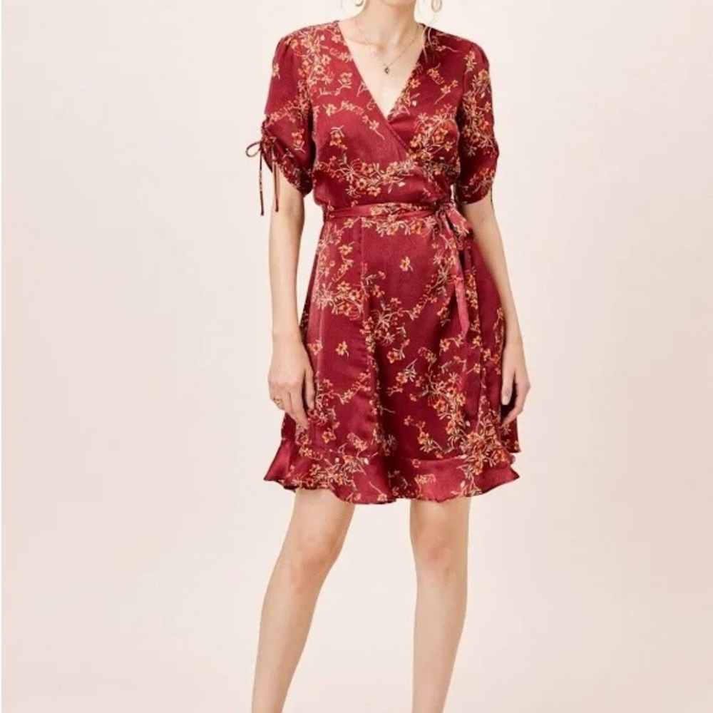 Lovestitch Botanical Floral Wrap Mini Dress